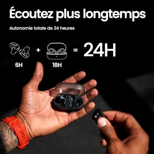 Up OWS Casque Bluetooth 5.3, Écouteurs Ouverts sans Fil avec Contrôle Tactile, IPX4 Résistants à l’Eau et à la Transpiration, Réduction du Bruit AI, pour Le Sport, Running et Entraînement