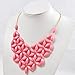 Jane Stone Pink Fashion Necklace Tessellate Necklace Net Statement Beaded Jewelry Bib Jewellery for Women Party Gift(Fn0511-Pink)