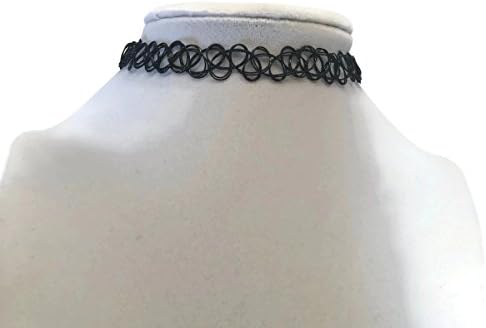 Loloma 6 Piece Tattoo Black Necklace Set | Vintage Henna Gothic Stretch Elastic Choker Collar Necklace Pack in Black: 80s and 90s fun!