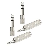 eBoot Headphone Adapter 6.35 mm Male to 3.5 mm Female and Stereo Adaptor 3.5 mm Male to 6.35 mm Mono Female, Nickel Plated, 4 Pieces