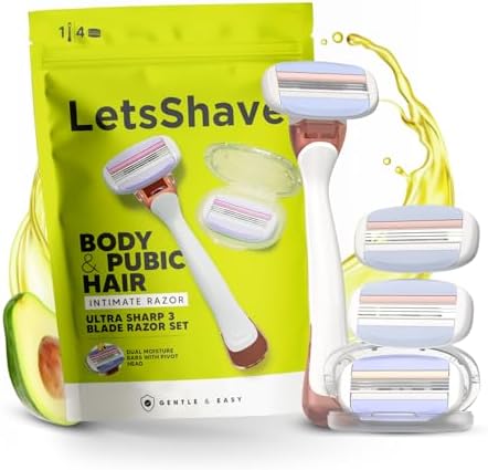 LetsShave Body and Pubic Hair Razor Ultra Sharp 3 Blade Razor Set ...