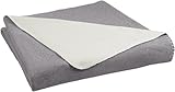 AmazonBasics Reversible Fleece Blanket - Full/Queen, Grey/Cream