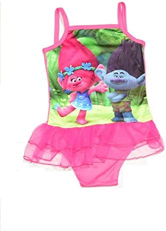 Trolls One Piece Swimsuit Poppy and Branch (130cm, dark pink trim)