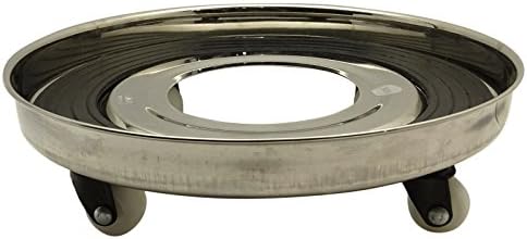 Flyrail Chrome Finish Round Heavy Duty Move-able LPG Gas Cylinder Trolley Stand