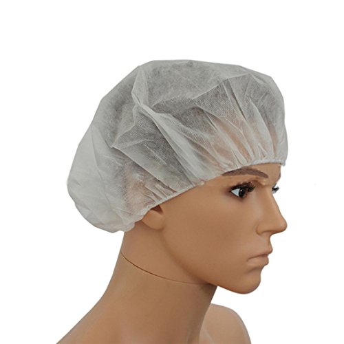 Deesee(TM)Women Nurse Bouffant Cap Hairnets White Box of 100 Pcs Non-Woven Round Hat Dust Cap