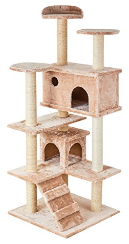 QPETS Easy to Assemble Cat Tree with Step by Step Instruction & Tools, Beige