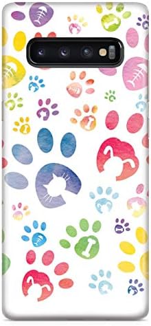 Inspired Cases - 3D Textured Galaxy S10 Plus Case - Rubber Bumper Cover - Protective Phone Case for Samsung Galaxy S10 Plus - Dog & Cat Lover - Paw Prints - White