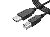 6Ft Long USB-2.0 Cable Type-A to Type-B High Speed Cord for Audio Interface, Midi Keyboard, USB Microphone, Mixer, Speaker, Monitor, Instrument, Strobe Light System Laptop Mac PC Type A to Type B