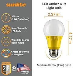 Sunlite 40472 LED A19 Colored Light Bulb, 3 Watts