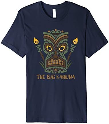 Mens The Big Kahuna Funny Hawaiian Tiki T-Shirt for Dads, Bosses 2XL Navy