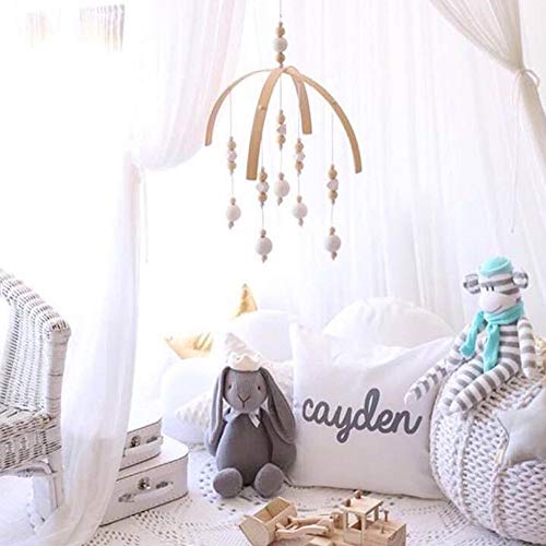 ISHOWDEAL Bed Bell for Baby, Nordic Style Wooden Wind Chime Handicraft Wind Bell Decoration Bed Bell Toy Wooden Hanging Baby Toys for Rattle Toy Children's Room Decoration Baby Photography Props - Thumbnail 3