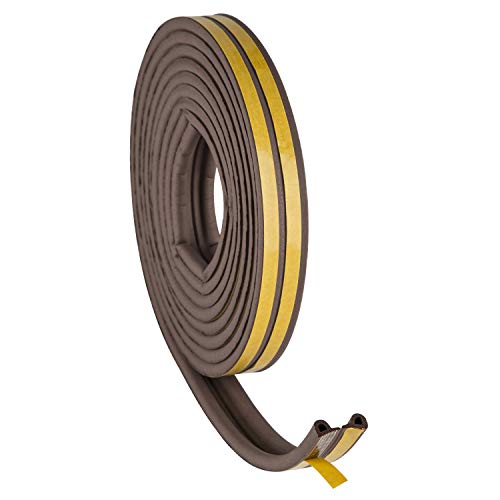 Weather Stripping for Doors and Windows, Self Adhesive D-Shape Indoor Insulation Kit, Sound Proofing Foam Seal Strip, 7/20-inch x 6/25-inch x 8-Feet, Brown (2 Seals) - Thumbnail 6