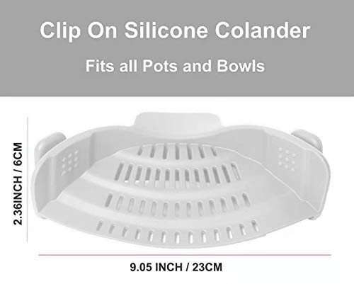 Kitchen Food Strainer, Exptolii Silicone Snaps Strain Clip On Colander, Fits all Pots and Bowls - Gray