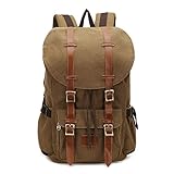 Fresion Vintage Canvas Backpack Lightweight Outdoor Hiking Men's Hiking Hiking (Canvas Khaki)
