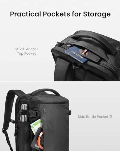 tomtoc Travel Backpack 40L, TSA Friendly Flight Approved Carry on Luggage Hand Water-resistant Lightweight Business Rucksack, Durable Large Weekender Bag Daypack Fits 17.3 Inch Laptop