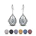 INFUSEU Essential Oil Jewelry for Women Anxiety, Fun Lava Rock Stone Aromatherapy Diffuser Dangle Earrings Teardrop Filagree Flower Drop Ear Ring