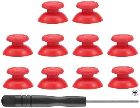 Mekela 5 Pairs Thumbsticks with Cross Screwdriver, Replacement Joystick Thumb Stick for PlayStation 4 PS4 Controller Gamepad （Red）