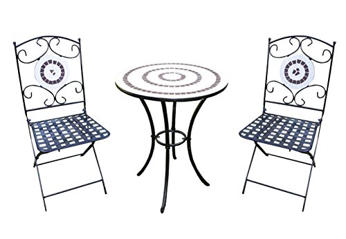 Mosaic Ring Bistro Set Table And Two Foldable Chairs For Yard 3 Pieces Product Sku Pf10302 Buy Online In Aruba At Desertcart