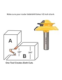 Valiant - Broca de enrutador con bloqueo de 45° con vástago de 1 2 pulgada Cortador de juntas de ángulo de 45 grados con diseño anti-remolque Herramienta de carpintería premium para madera, MDF, tablero de densidad, aglomerado, espinillas y más