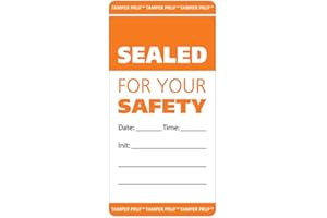 UAL United Ad Label Tamper Evident “Food Delivery Labels”, 2" x 4", Tamper Indicating Paper, Orange, One Roll of 500 Labels