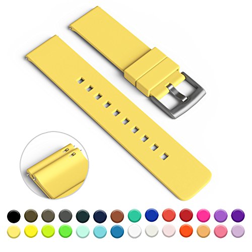 GadgetWraps 14mm Silicone Watch Strap / Band with Quick Release Pins (Pastel Yellow, 14mm)