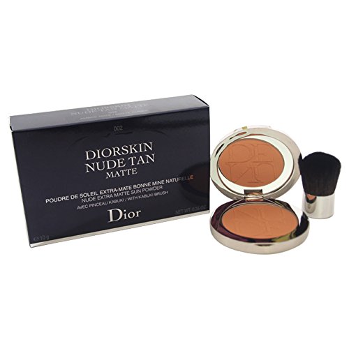 Christian Dior Skin Nude Tan Matte Extra Sun Powder with Kabuki Brush, No. 002 Matte Amber, 0.35 Ounce