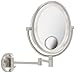 Jerdon HL9515N 8-Inch Lighted Wall Mount Oval Makeup Mirror with 10x and 15x Magnification, Nickel Finish