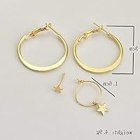 Endicot Boho Vintage Geometric Circle Crystal Ear Studs Hoop Earrings Women Jewelry Gift | Model ERRNGS - 27472 | 3pcs Simple Star Round