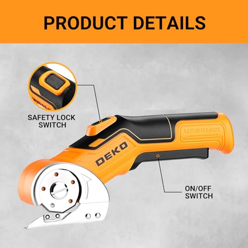 DEKOPRO 3.7 V Electric Scissors for Potatur Cordless Multifunction Cutter Shears – Powerful in Cutting, Ideal for Cardboard, Fabrics, Leather, Carpets and Plastic (Yellow)