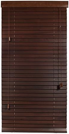 Luxr Blinds Custom-Made 100% Real Wood 2" Slats Venetian Blinds: Easy-Mount Horizontal Window Treatment with Magnetic Valences- 22"X60" Length, Chestnut
