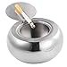 Ashtray, Newness Stainless Steel Modern Tabletop Ashtray with Lid, Cigarette Ashtray for Indoor or Outdoor Use, Ash Holder for Smokers, Desktop Smoking Ash Tray for Home, Silver, Large Size