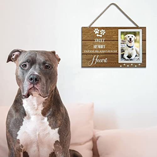 Yuqier Dog Memorial Gifts for Loss of Dog，Pet Memorial Gifts，Loss of Dog Sympathy Gift，Pet Memorial Gifts for Dogs，Dog Picture Frame，Pet Loss Gifts Dog，Coustom Photo and Text Wooden Sign，5 * 10inch