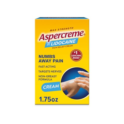 Aspercreme Lidocaine Pain Relief Cream Soothes Aggravated Nerves, Numbing Topical Analgesic with Max-Strength 4% Lidocaine & Moisturizing Aloe, 1.75 Oz.