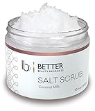 Coconut Milk Hand and Body Salt Scrub by Better Beauty Products, Gently Exfoliates and Nourishes to Reveal Silky Smooth Skin, 10.5 oz.