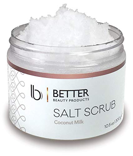 Coconut Milk Hand and Body Salt Scrub by Better Beauty Products, Gently Exfoliates and Nourishes to Reveal Silky Smooth Skin, 10.5 oz.