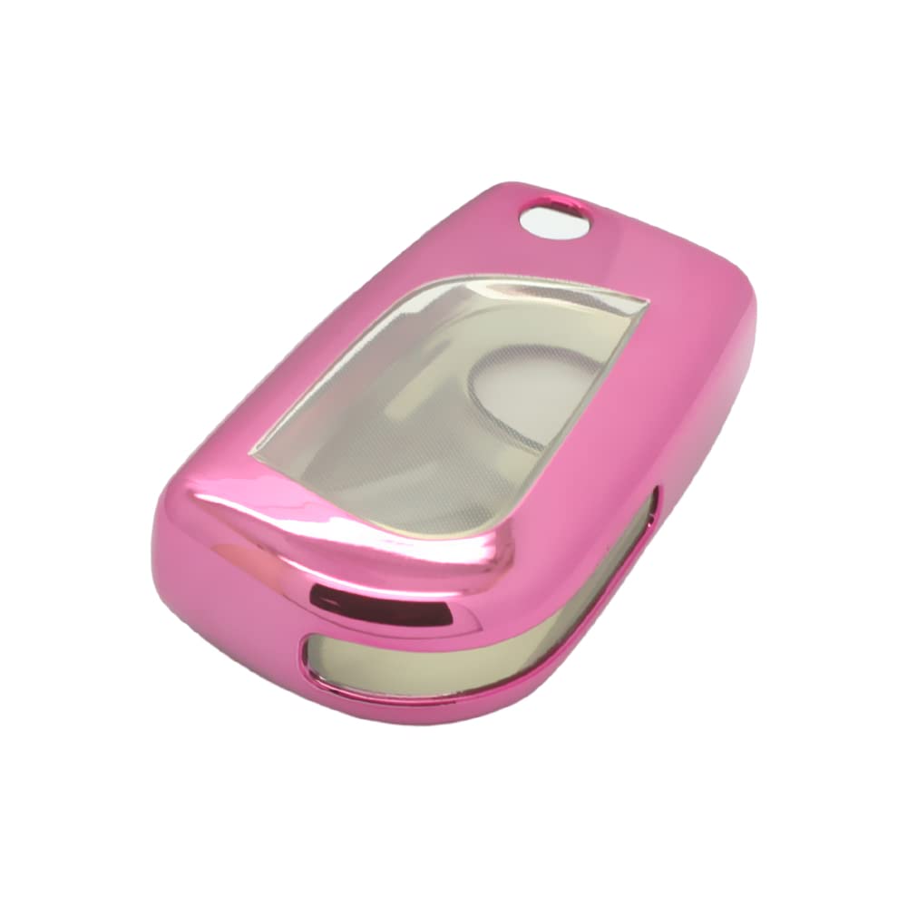 BROVACS Soft TPU Case Shell Cover Protector Holder Compatible with TOYOTA Camry Corolla Fortuner Highlander RAV4 Reiz Flip Remote Key Fob 2 3 4 Button SV9411 Pink