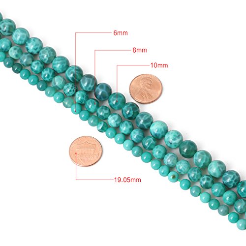 Qiwan 60PCS 6mm Natural Peacock Agate Gemstone Gem Round Loose Beads for Jewelry Making 1 Strand 15"
