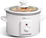Elite Gourmet MST-250XW Slow Cooker, 1.5 Quart, White