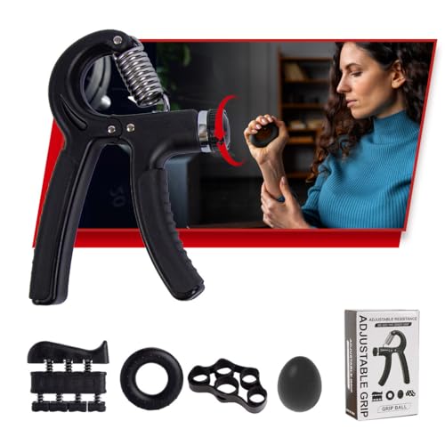 Hand Grip Kit de 5 em 1 Fortalecimento de Mãos Ajustável 5 a 60 kg, Ideal para Reabilitação e Fisioterapia para Artrite, Tendinite e Treino Esportivo