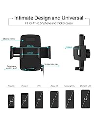 Soporte de teléfono Air Vent para teléfono, soporte universal para teléfono celular para vehículo Miracase con rotación de 360 ??grados Compatible para iPhone Xs Xs Max XR X 8 8 Plus 7 7 Plus, Galaxy S10 S10 + S9 S9 + y más (Negro)