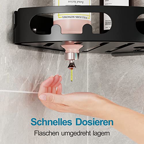 iSPECLE Duschablage Ecke ohne Bohren, Duschregal Selbstklebend Eckregal Dreieck Duschkörb, Badezimmer Dusche Regal Organizer für Bad Küche Toilette, 2 Stück, Schwarz
