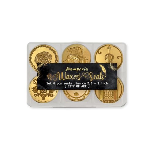 Stamperia - Set of Seals for Scrapbooking, Albums, Card Making, Bullet Journalling and More, Perfect for Personalised Stamping, Crafts, and Gifting (Venice, City of Art) (6 Seals) (Diameter 2.5 cm)