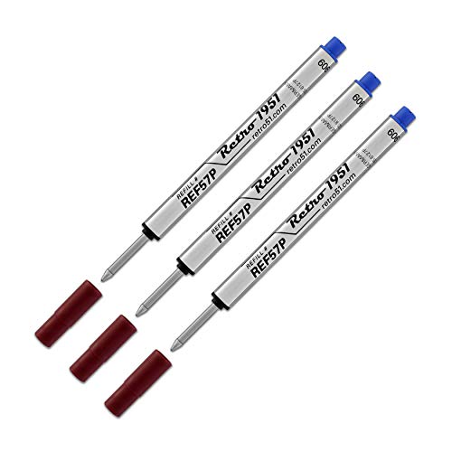 Retro 1951 Short Capless Rollerball Ink Refill, Blue, 3Pack (REF57PB