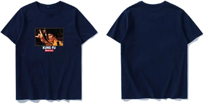 Amazon ブルースリー Tシャツ かっこいい 白 紺 灰3色あり 綿100 紺 L Tシャツ カットソー 通販