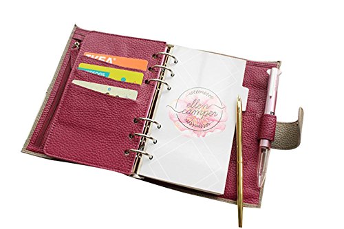 Aimeio Colorful A5 Size 6-Ring Binder Refillable Paper Index Dividers Pages with 5 Tab for Filofax Spiral Notebook Planner,5 Sheets (A5 Pink)