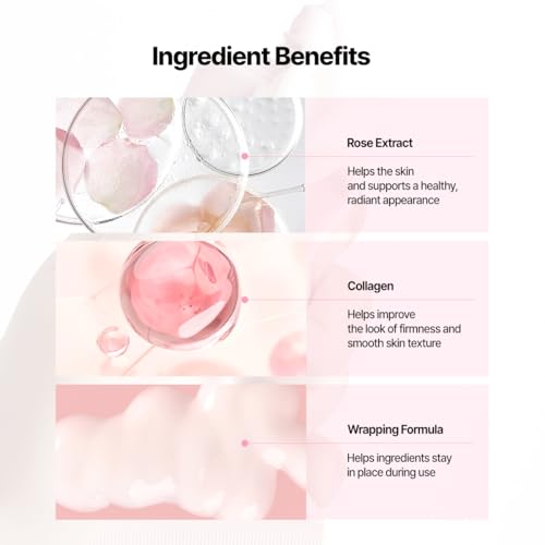 MIGUHARA Collagen Rose Wrapping Peel Off Mask | Pore Minimizer & Glass Skin Glow | Vegan Korean Face Mask with French Rosa Centifolia Flower Extract, Firming & Dullness Care, 2.02 fl.oz