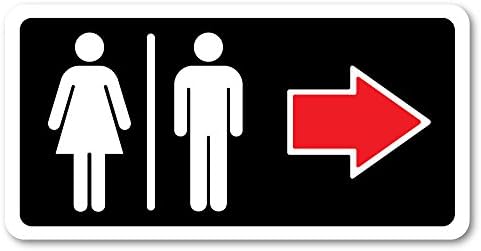 Grafken: GR1367 Plastic Sign SMALL 6 in x 3 in: RESTROOMS ICON-GENERAL. Arrow RIGHT