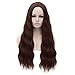 ANOGOL Hair Cap+Dark Brown Middle Part Water Wave Synthetic Hair Wigs for Cosplay Party Halloween Show