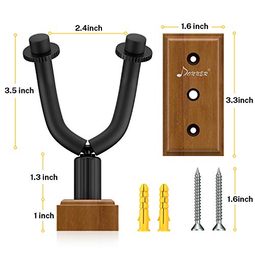 Donner Guitar Wall Mount Hanger 6Pack, Black Walnut Guitar Wall Holder