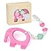 Teething Pain Relief BPA Free Silicone Toy and Pacifier Clip Holder for Stylish Little Girls, Pink Elephant Teether Toys, Best for Freezer, 6 12 Months 1 Year Old - Baby Shower Gifts